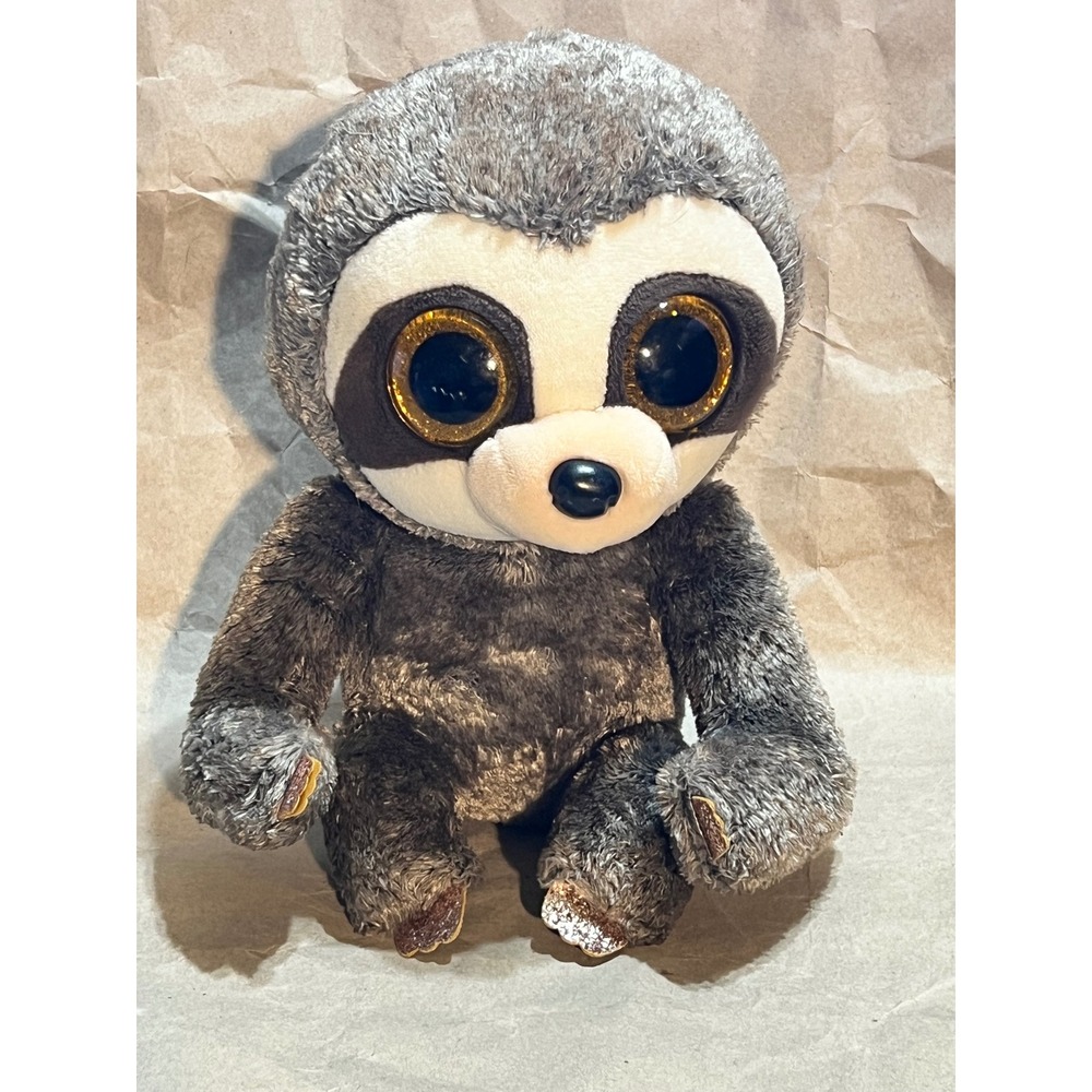 Ty Medium Dangler Sloth Brown Gold Glitter Eyes Beanie Boo Plush 9‎ inch
